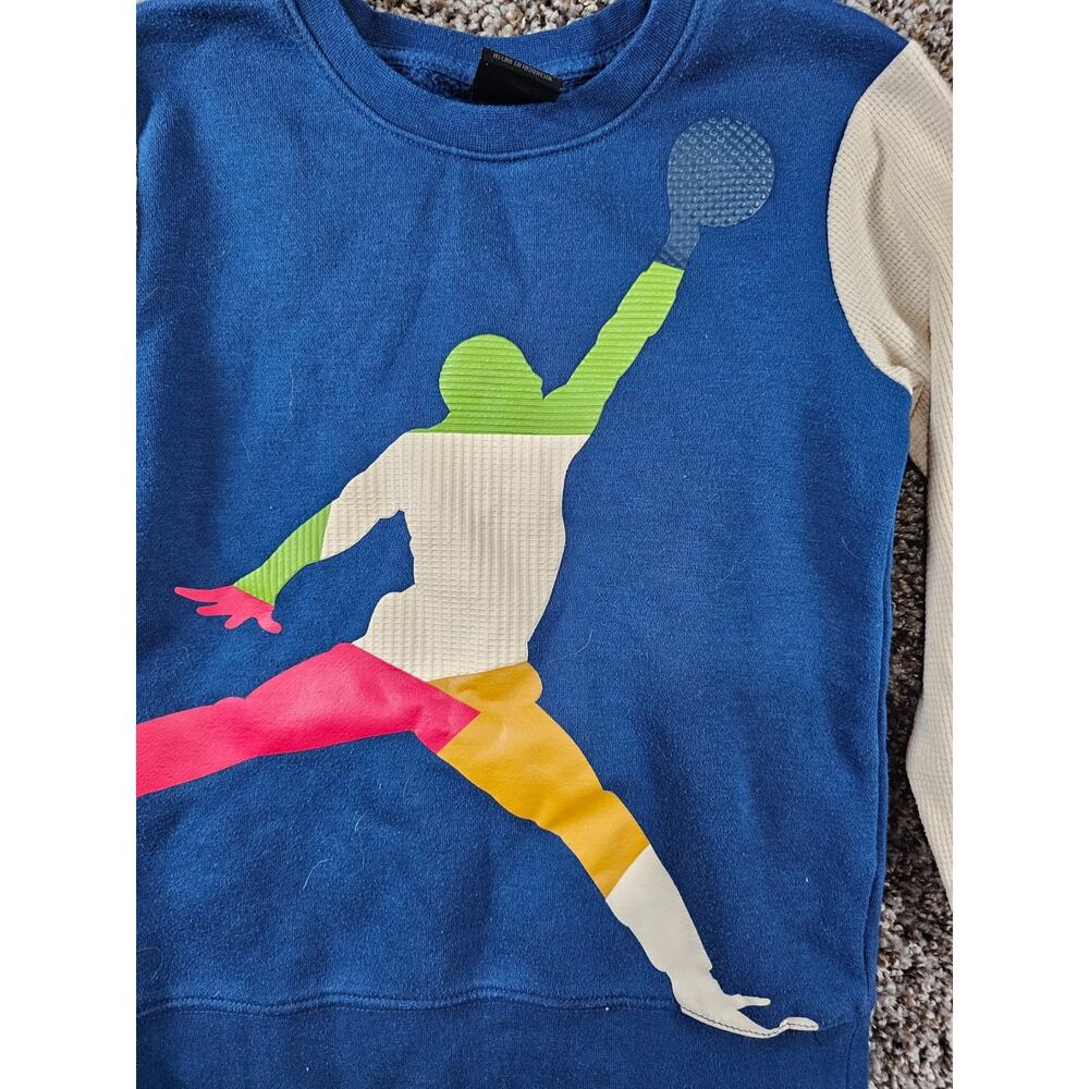 Nike Air Jordan Boys Sz 6-7 Lightweight Crew Neck Sweatshirt Colorful - Picture 2 of 4